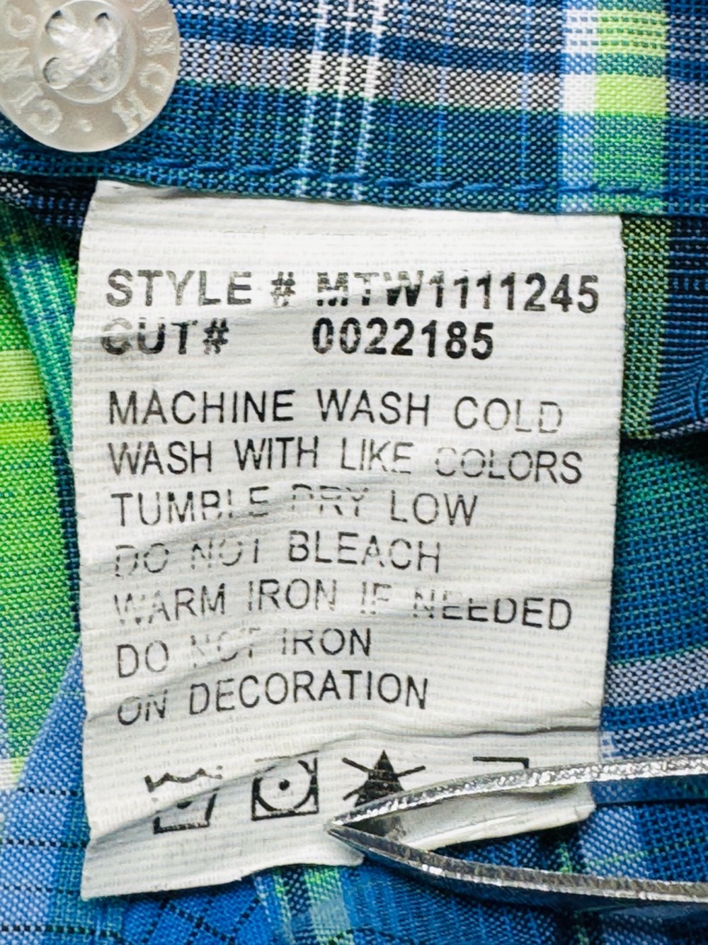 Cinch cowboy Plaid Button Down Shirt Mens Blue Green Short Sleeve western M - Picture 3 of 12